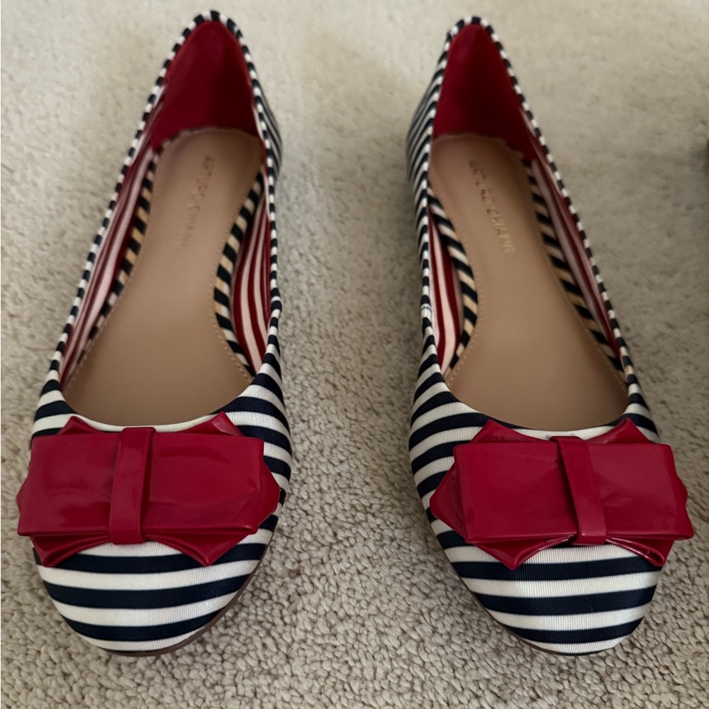Arturo Chiang Striped Flats w/bow detail, 7.5, NIB